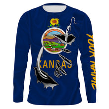 Load image into Gallery viewer, Kansas Flag 3D Fish Hook UV Protection Custom Long Sleeve performance Fishing Shirts IPHW490