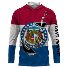 Load image into Gallery viewer, Missouri Flag 3D Fish Hook UV Protection Custom Long Sleeve performance Fishing Shirts IPHW495