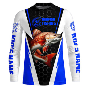 Custom Redfish Fishing Jerseys, Redfish Fishing Long Sleeve Fishing Tournament Shirts | Blue IPHW6120