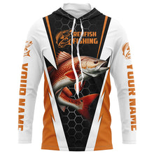 Load image into Gallery viewer, Custom Redfish Fishing Jerseys, Redfish Fishing Long Sleeve Fishing Tournament Shirts | Orange IPHW6121