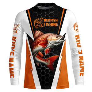 Custom Redfish Fishing Jerseys, Redfish Fishing Long Sleeve Fishing Tournament Shirts | Orange IPHW6121