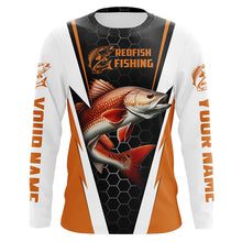 Load image into Gallery viewer, Custom Redfish Fishing Jerseys, Redfish Fishing Long Sleeve Fishing Tournament Shirts | Orange IPHW6121