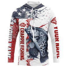 Load image into Gallery viewer, American Flag Water Custom Crappie Long Sleeve Fishing Shirts, Patriotic Crappie Fishing Jerseys IPHW6140