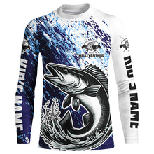 Load image into Gallery viewer, Custom Walleye Fishing Jerseys, Walleye Long Sleeve Performamce Fishing Shirts Adult And Kid | Blue IPHW5595