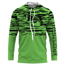 Load image into Gallery viewer, Largemouth bass fishing green color Custom Name All Over Printed UV Protection performance Fishing Shirts For Adult and Kid NQS2876