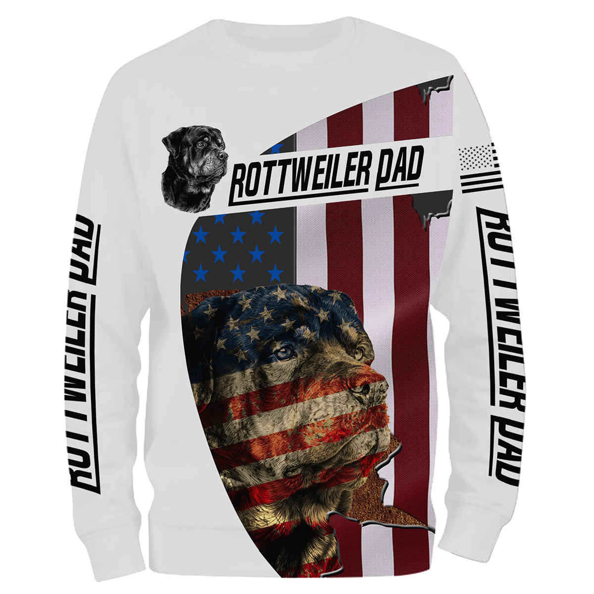 Rottweiler dog Dad US Flag Full printing shirts - Patriotic shirts for Dog lovers - IPH2211