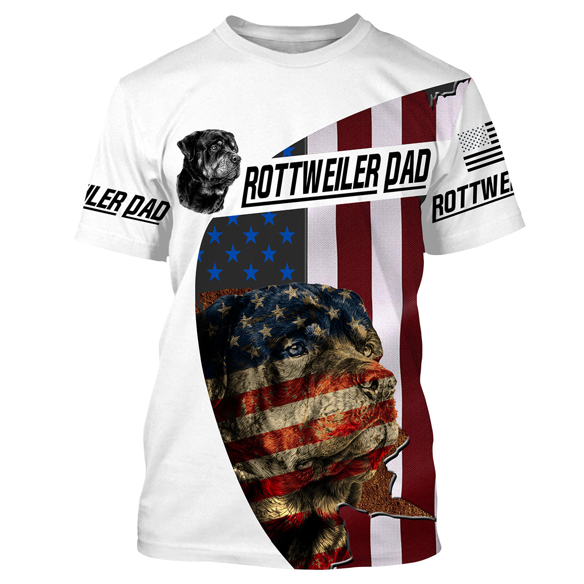 Rottweiler dog Dad US Flag Full printing shirts - Patriotic shirts for Dog lovers - IPH2211