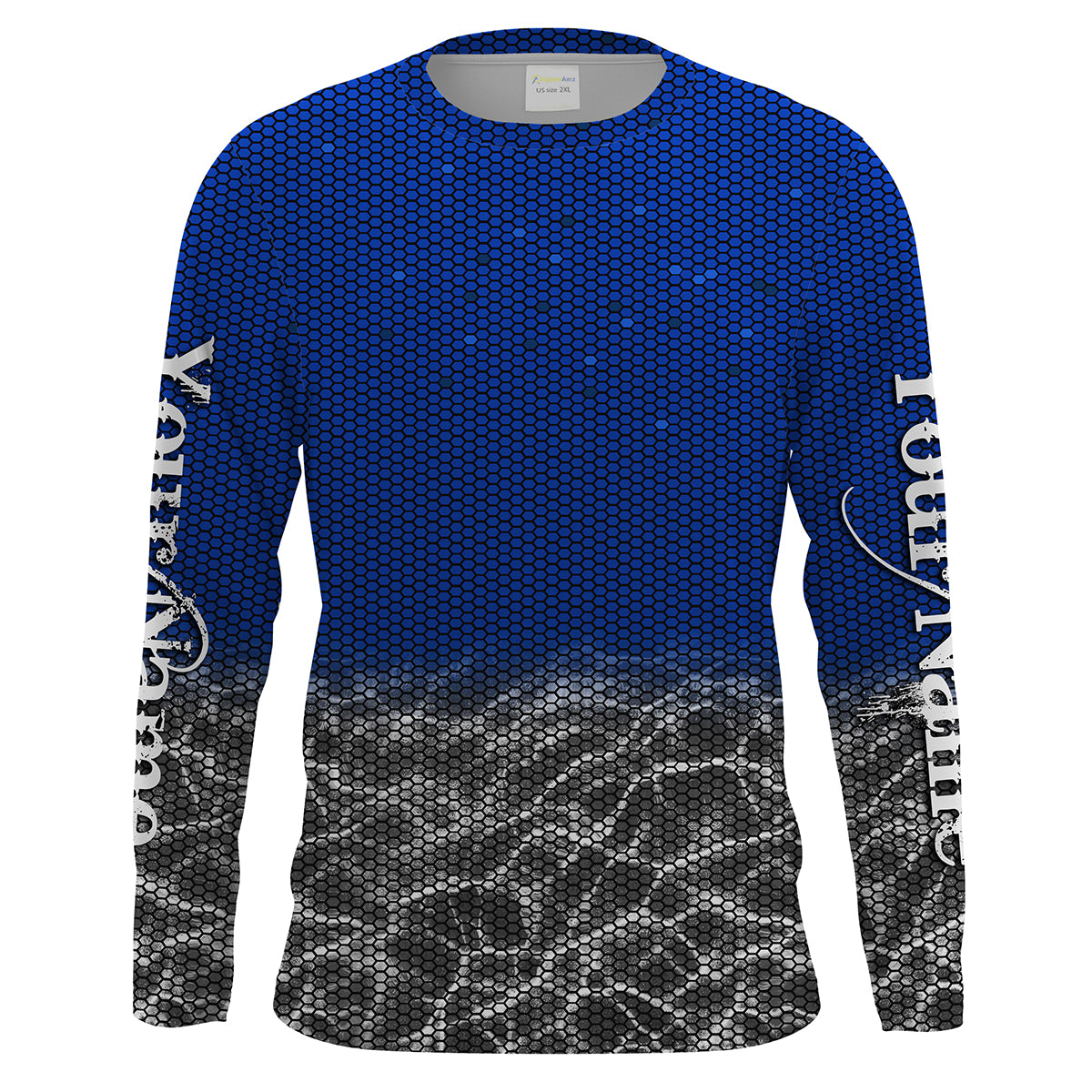 Custom Blue Fishing camo Long Sleeve performance Fishing Shirts, UV Protection Fishing apparel - IPHW1515