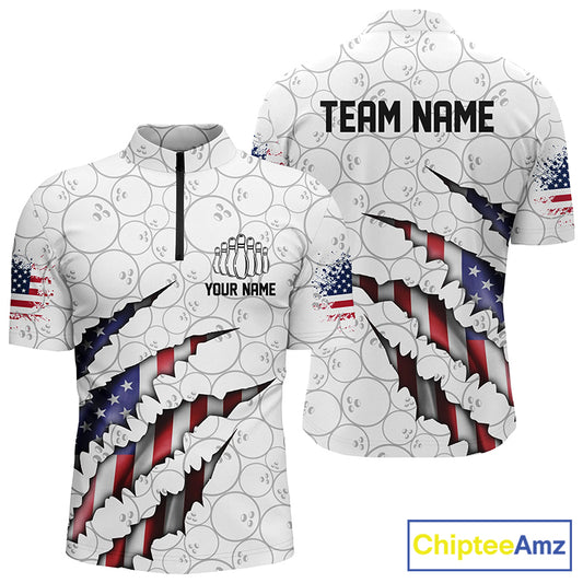 Personalized American Flag Bowling Team Shirts For Men And Women Patriotic Bowling Gifts IPHW5523