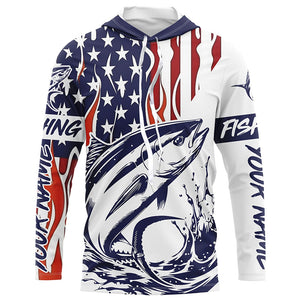 Flame American Flag Custom Tuna Long Sleeve Fishing Shirts, Patriotic Tuna Saltwater Fishing Jerseys IPHW5944