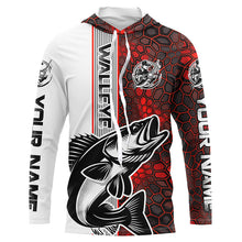 Load image into Gallery viewer, Pesonalized Walleye Fishing Jerseys, Walleye Long Sleeve Tournament Fishing Shirts | Red Camo IPHW5831