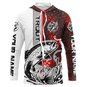 Pesonalized Trout Fishing Jerseys, Trout Long Sleeve Tournament Fishing Shirts | Red Camo IPHW5832