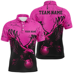 Custom Pink Eagle Men Bowling Team Shirts Grunge Vintage Bowling Team Jerseys Outfits IPHW5847