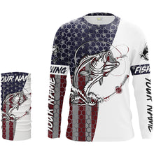 Load image into Gallery viewer, Bass Fishing American Flag Custom Long Sleeve performance Fishing shirts, persoanlized Patriotic Bass Fishing jerseys - IPHW1382