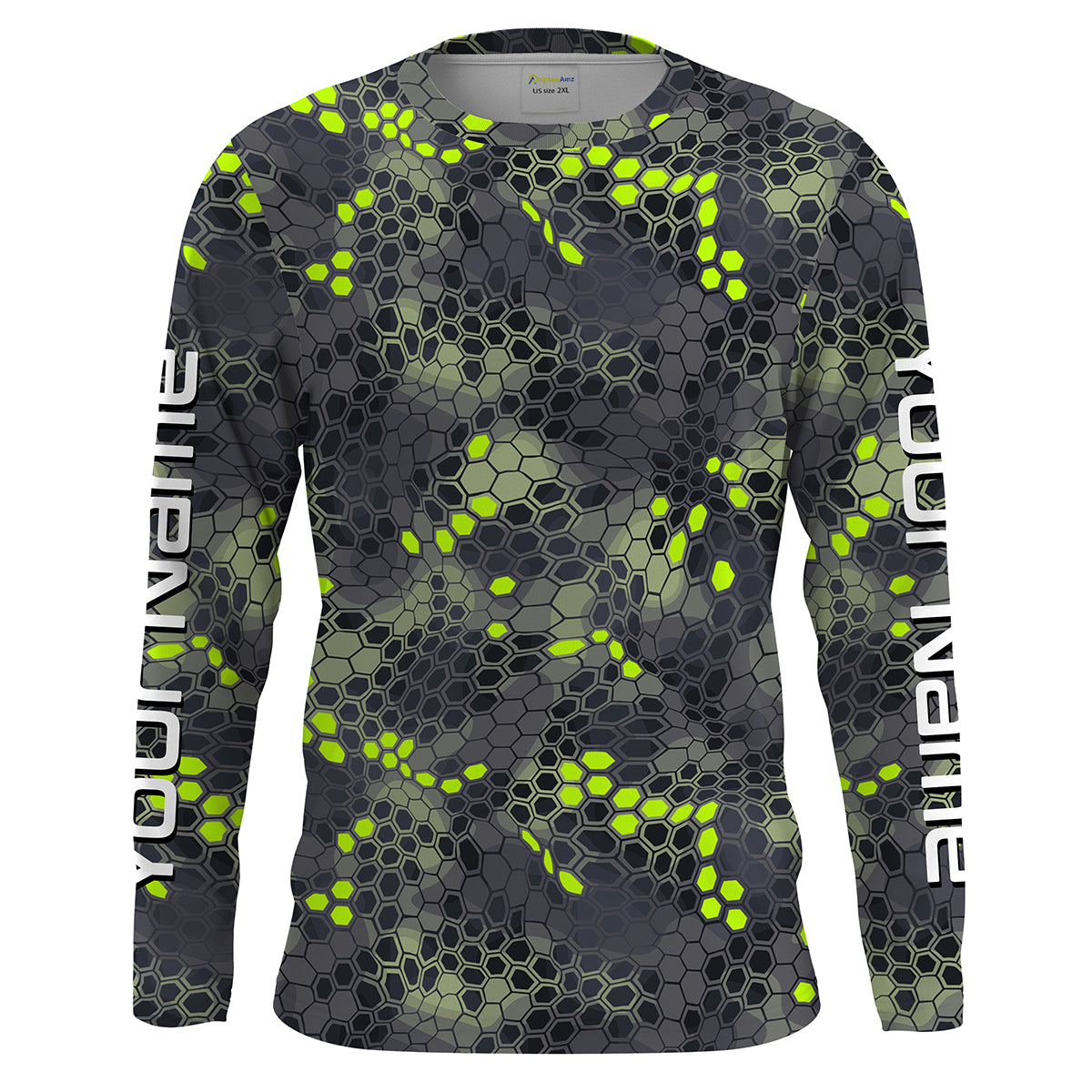Forest lime green Fishing Hunting camo Custom Long Sleeve performance Fishing Shirts UV Protection IPHW1546