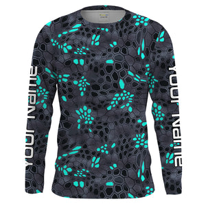 Blue and gray Fishing Hunting camo Custom Long Sleeve performance Fishing Shirts UV Protection IPHW1548