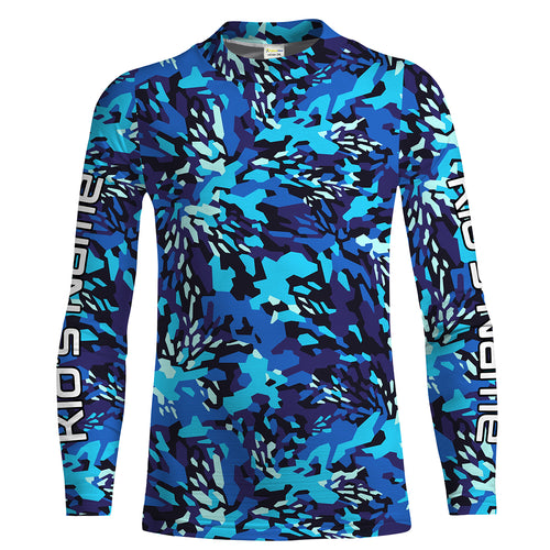 Blue Fishing Hunting camo Custom Long Sleeve performance Fishing Shirts UV Protection IPHW1549