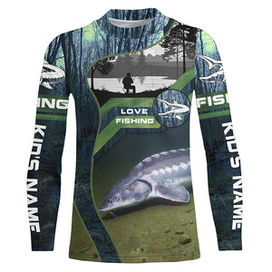 Sturgeon Fishing Custom Long Sleeve Fishing Shirts, Lake Sturgeon Fish Shirt For Men IPHW3939