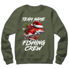 Load image into Gallery viewer, Custom Christmas Redfish Fishing Team Shirts, Red Drum Fishing Crew Sweatshirt, Christmas Fishing Gifts IPHW5663