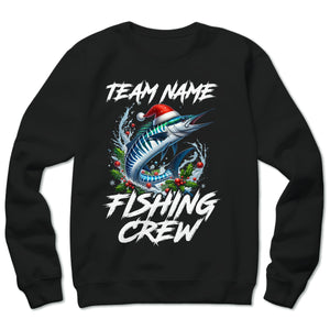 Custom Christmas Wahoo Fishing Team Shirts, Wahoo Fishing Crew Sweatshirt, Christmas Fishing Gifts IPHW5664