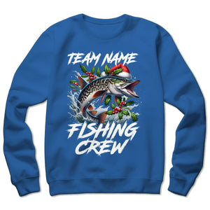 Custom Christmas Musky Fishing Team Shirts, Muskie Fishing Crew Sweatshirt, Christmas Fishing Gifts IPHW5665