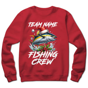 Custom Christmas Yellowfin Tuna Fishing Team Shirts, Tuna Fishing Crew Sweatshirt Fishing Gifts IPHW5666