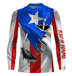 Puerto Rico Fishing 3D Fish Hook Flag UV protection custom Patriotic Fishing Shirts IPHW370