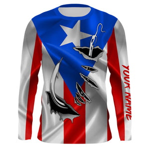 Puerto Rico Fishing 3D Fish Hook Flag UV protection custom Patriotic Fishing Shirts IPHW370