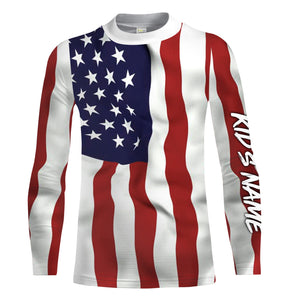 Personalized 3D American Flag Patriotic Long Sleeve performance Shirts, UV Protection IPHW1107