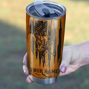 Best Deer Hunting American Flag Custom name 1PC  Stainless Steel Tumbler Cup - Personalized gift ideas for Deer Hunters - IPH2430