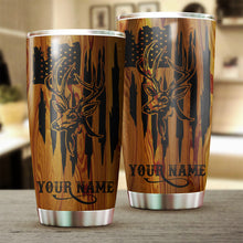 Load image into Gallery viewer, Best Deer Hunting American Flag Custom name 1PC  Stainless Steel Tumbler Cup - Personalized gift ideas for Deer Hunters - IPH2430