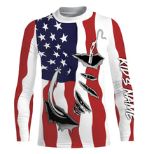 Load image into Gallery viewer, American Flag Patriotic Fish hook Custom Long sleeve Shirts, 4th of July Fishing tournament Shirts  - IPH1900