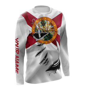 right view of florida flag long sleeve fishing shirt