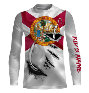 Florida Flag 3D Fish hook Custom Long Sleeve performance Fishing Shirts IPH1901