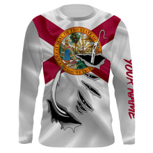 Load image into Gallery viewer, Florida Flag 3D Fish hook Custom Long Sleeve performance Fishing Shirts IPH1901