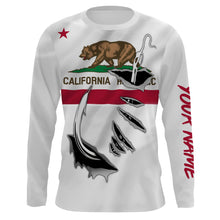 Load image into Gallery viewer, CA Fishing 3D Fish Hook California Flag UV protection quick-dry Custom long sleeves shirts personalized fishing apparel gift for Fishing lovers IPH1904