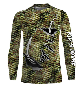 Bass Fishing scales Fish hook Custom Long Sleeve Fishing Shirts, personalized Bass Fishing apparel - IPH1919