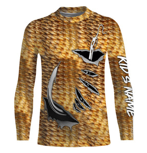 Redfish Fishing scales Fish hook Custom Long Sleeve performance Fishing Shirts IPH1920