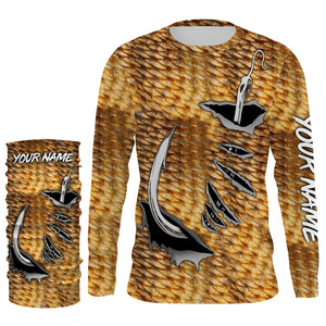 Redfish Fishing scales Fish hook Custom Long Sleeve performance Fishing Shirts IPH1920