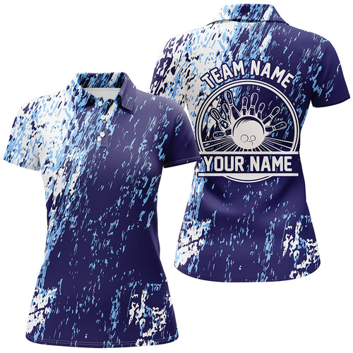 Personalized Bowling Shirts For Women, Bowling Balls And Pins Bowling Team Shirts | Blue IPHW4506