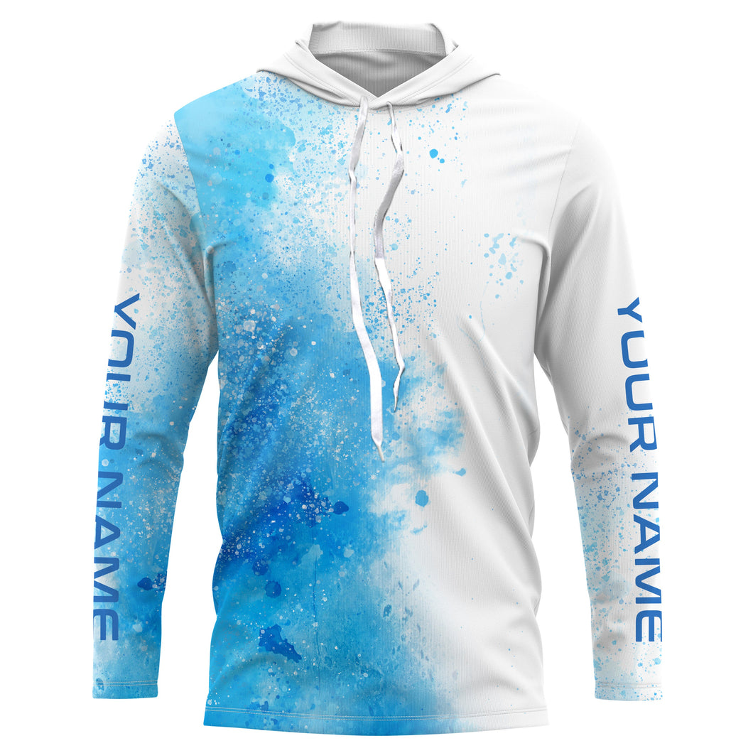 Blue water splash Custom Long sleeve performance Fishing Shirts, fishing camo tournament Shirt IPHW3589