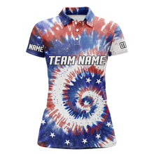 Load image into Gallery viewer, American Flag Tie Dye Bowling Shirts For Women, Custom Bowling Team Jerseys IPHW4525