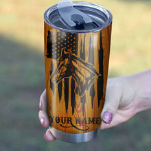 Load image into Gallery viewer, 1PC Love Horse American Flag Custom name Stainless Steel Tumbler Cup - Personalized drinking mug for adults and kids - IPH2581
