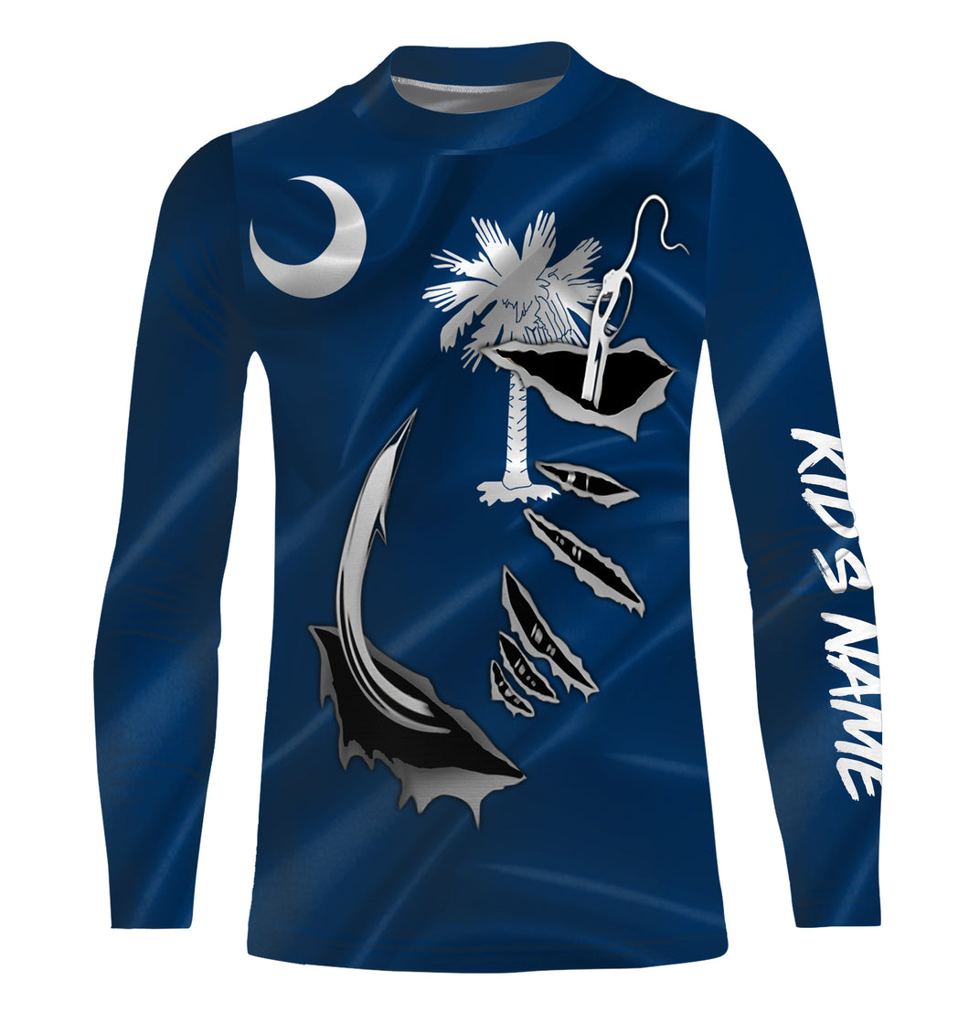 SC Fishing Custom South Carolina Flag 3D Fish Hook UV Protection Long sleeve personalized fishing apparel gifts IPHW466