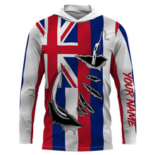 Load image into Gallery viewer, Hawaiian Flag 3D Fish hook Custom Long Sleeve performance Fishing Shirts IPHW471