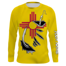 Load image into Gallery viewer, NM Fishing 3D Fish Hook New Mexico Flag UV protection quick dry customize name long sleeves shirts personalized fishing apparel gift for Fishing lovers IPHW472