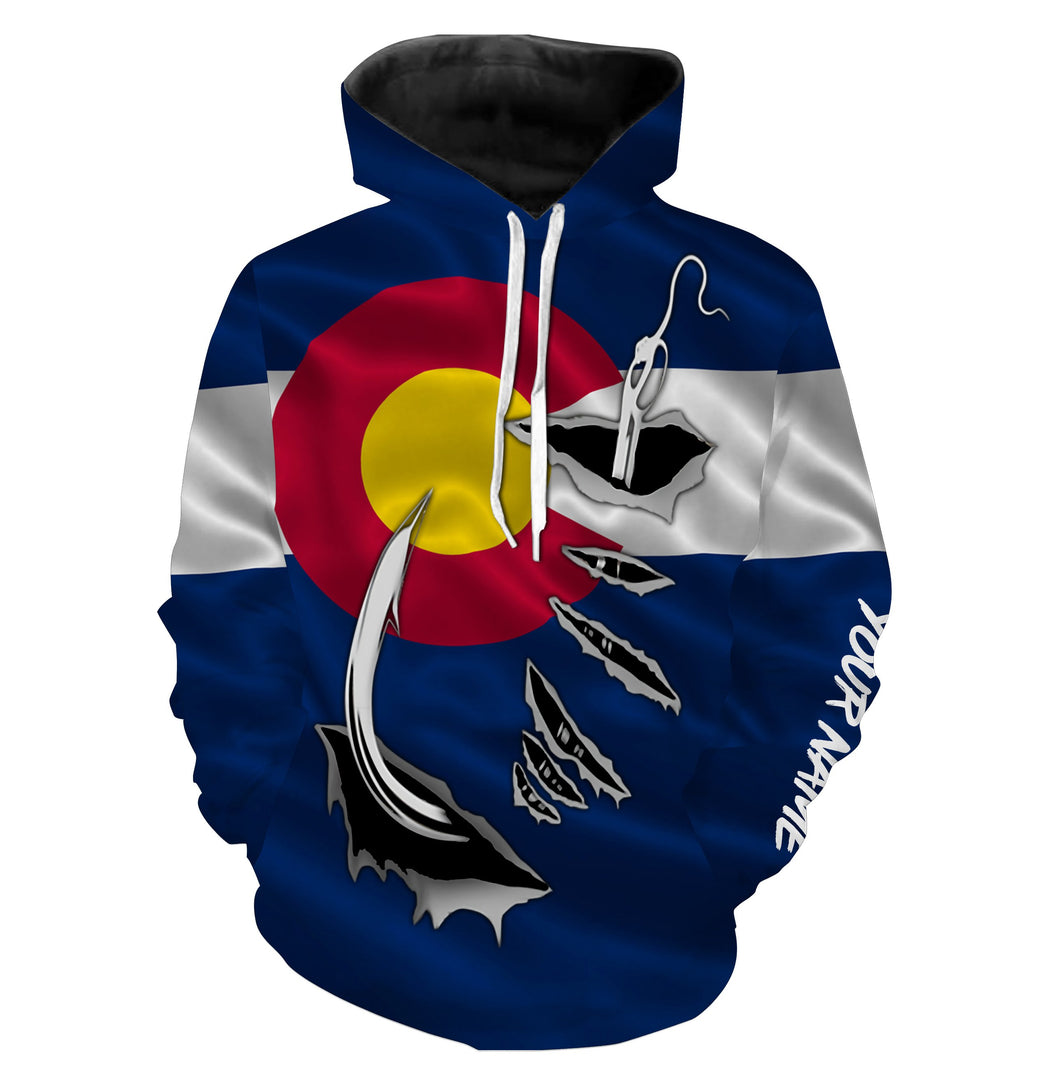 CO Fishing Fish Hook Colorado Flag Custom All over print Hoodie Fishing Shirts personalized fishing gifts for Fishing lovers - IPHW475