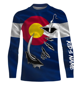 Colorado Flag 3D Fish hook Custom Long Sleeve performance Fishing Shirts IPHW475