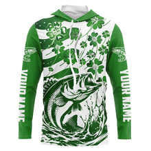 Load image into Gallery viewer, Custom St Patrick'S Day American Flag Bass Fishing Shirts, Shamrock Flag Bass Fishing Jerseys IPHW5895