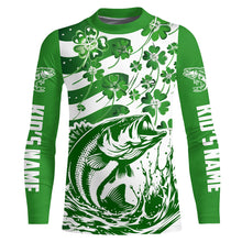 Load image into Gallery viewer, Custom St Patrick'S Day American Flag Bass Fishing Shirts, Shamrock Flag Bass Fishing Jerseys IPHW5895